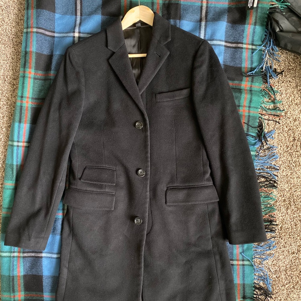 J CREW Wool Cashmere Topcoat Black Size 36